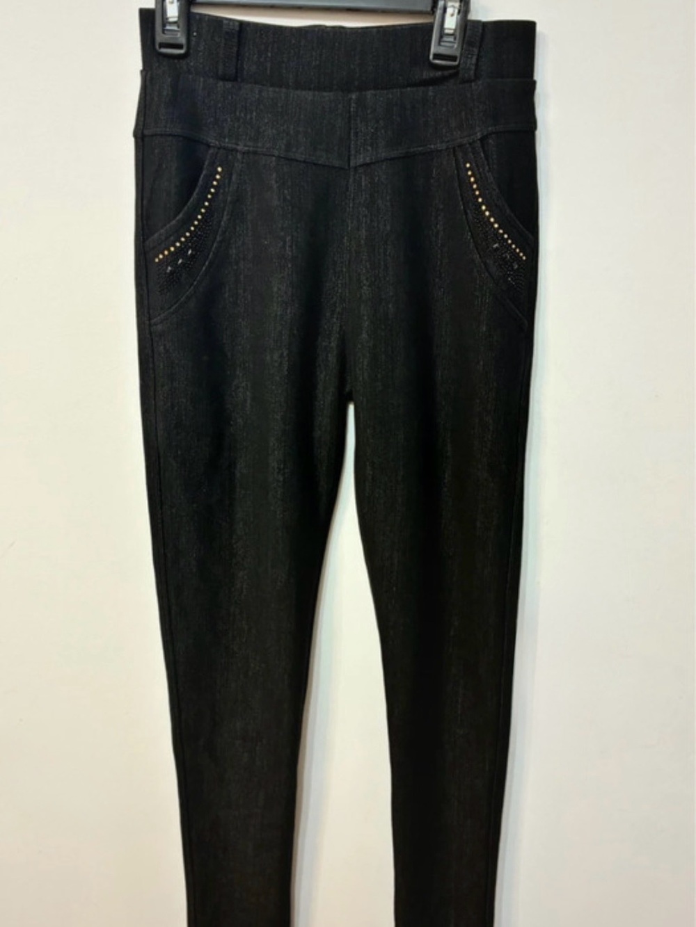 Black Skinny Pants with Studded Pockets